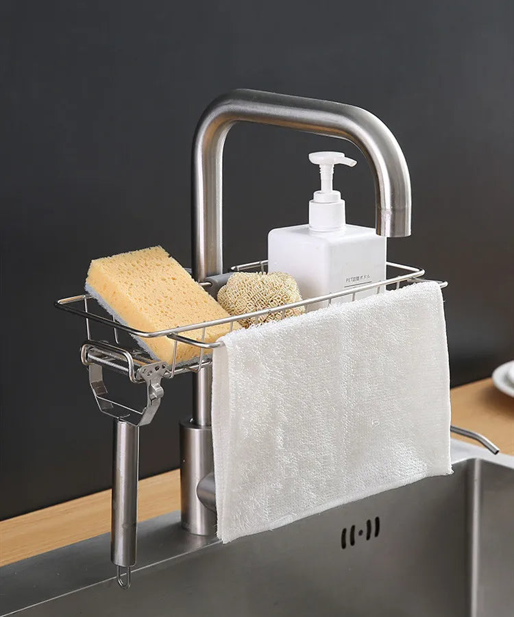 Stainless Steel Sink Drain Rack Storage with Drain Tray