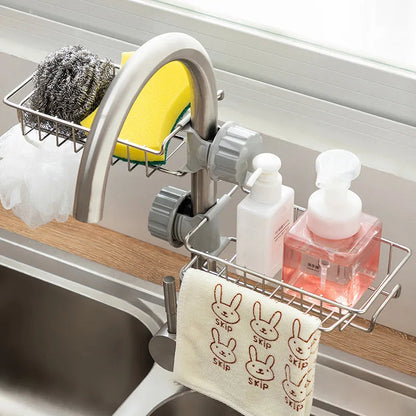 Stainless Steel Sink Drain Rack Storage with Drain Tray