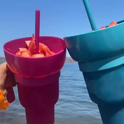 Multifunctional Snack Drinks Cup with Straw