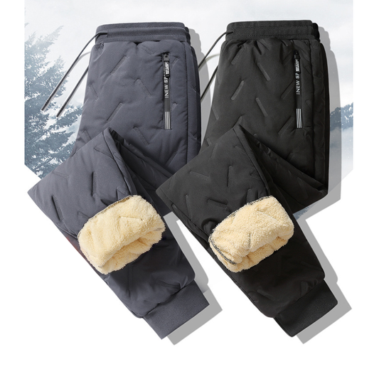 Black and Grey Insulated Waterproof Winter Trousers in white background